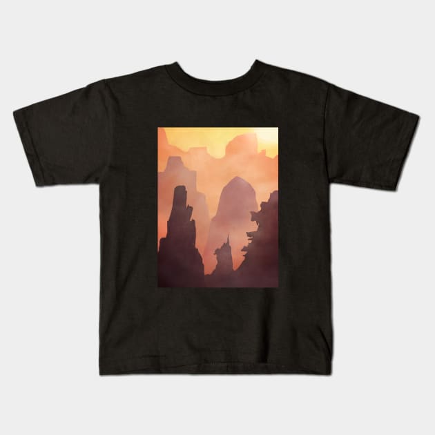 Misty Mountains Kids T-Shirt by juniperleaves